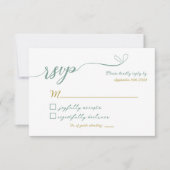 緑と金ゴールド結婚式のRSVPカード 出欠カード (正面)