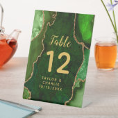 緑と金ゴールド結婚瑪瑙の表番号 台座サイン (インサイチュ)