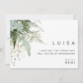 緑と金ゴールド葉の花嫁の提案カード 招待状 (裏面)