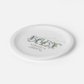 緑と金ゴールド葉赤ちゃんシャワー ペーパープレート (アングル)