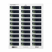 緑と金ゴールド葉 |ダークネイビー差出人住所 ラベル (フルシート)