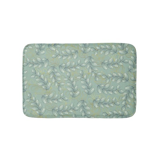 緑と金ゴールド葉 バスマット (正面)