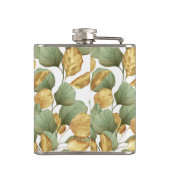 緑と金ゴールド葉。パターン フラスク (裏面)