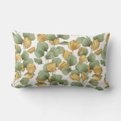 緑と金ゴールド葉。パターン ランバークッション (裏面)