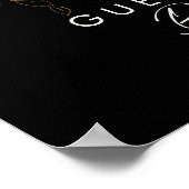 緑と金ゴールド葉 |ブラックゲストブックサイン ポスター (角)