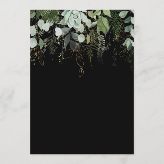 緑と金ゴールド葉 |ブラック結婚のアドバイスカード アドバイスカード (裏面)