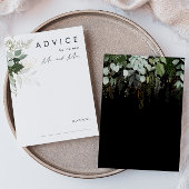 緑と金ゴールド葉 |ブラック結婚のアドバイスカード アドバイスカード