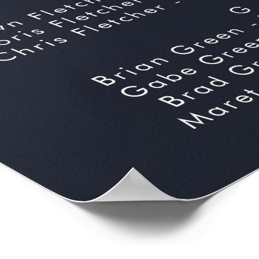 緑と金ゴールド葉 | Dark Navyアルファベット順 ポスター (角)