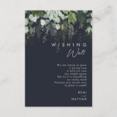 緑と金ゴールド葉 | Dark Navy Wishing Well エンクロージャーカード (正面)