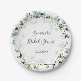 緑と金ゴールド質感ブライダルシャワー | 結婚s ペーパープレート