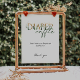 緑と金ゴールド赤ちゃんシャワーおむつラッフルサイン ポスター