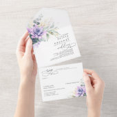 緑と金ゴールド離れの結婚すべて オールインワン招待状 (貼ってはがせる)