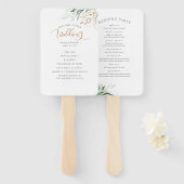 緑と金ゴールド離れの結婚式 プログラム ハンドファン (正面&裏面)