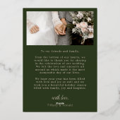 緑と金ゴールド2フォトクリスメリーマ結婚したス 箔シーズンカード (裏面)