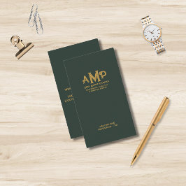 緑と金ゴールド3文字モノグラムのビジネスロゴ 名刺