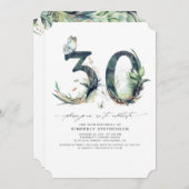 緑と金ゴールド30歳の誕生日招待状 招待状 (正面/裏面)