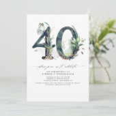 緑と金ゴールド40歳の誕生日招待状 招待状 (スタンド正面)