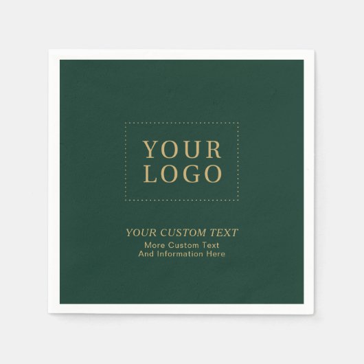 緑と金ゴールド |ビジネスカスタムロゴプロモーション スタンダードカクテルナプキン (正面)