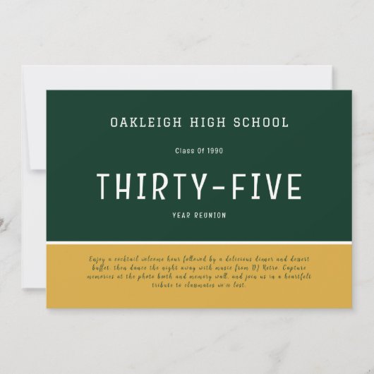 緑と金ゴールド | 学校懇親会同窓生パーティー 招待状
