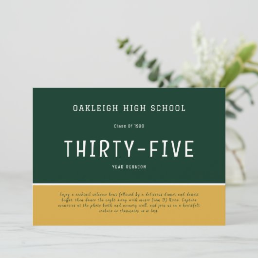 緑と金ゴールド | 学校懇親会同窓生パーティー 招待状 (スタンド正面)