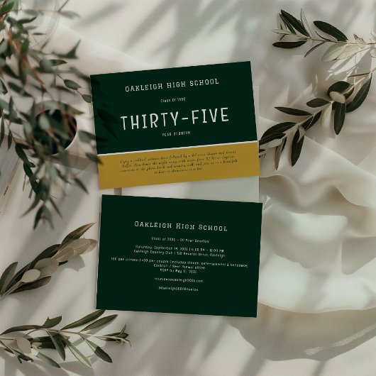緑と金ゴールド | 学校懇親会同窓生パーティー 招待状