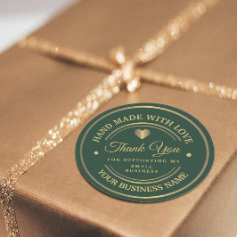 緑と金ゴールド 感謝してい|クラシック丸ステッカー ラウンドシール