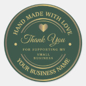 緑と金ゴールド 感謝してい|クラシック丸ステッカー ラウンドシール (正面)