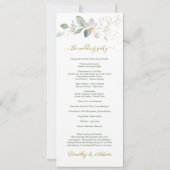 緑と金ゴールド、紙吹雪結婚式 プログラム (裏面)