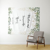 緑と金属の金ゴールド開花:ブライダルシャワー タペストリー (インサイチュ(横))