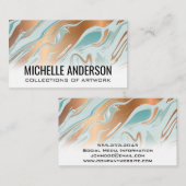 緑と金属製の液体大理石の名刺 名刺 (正面/裏面)