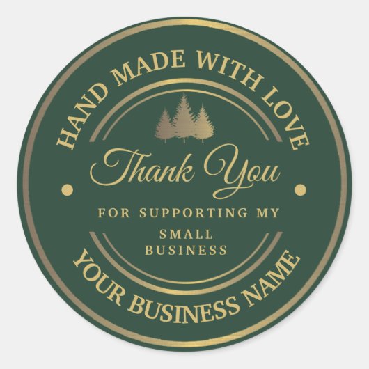 緑と金 | ありがとう クラシック丸型ステッカー ラウンドシール (正面)