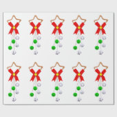 緑と銀のクリスマスオーナメントラッピング紙 ラッピングペーパー (フラット)