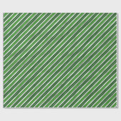 緑と銀のクリスマスストライプの ラッピングペーパー (フラット)