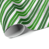 緑と銀のクリスマスストライプの ラッピングペーパー (ロールコーナー)