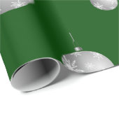 緑と銀のクリスマス装飾パターン ラッピングペーパー (ロールコーナー)