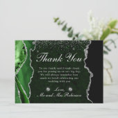 緑と銀のフェイクグリッターアゲ結婚ート サンキューカード (スタンド正面)