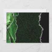 緑と銀のフェイクグリッターアゲ結婚ート サンキューカード (裏面)