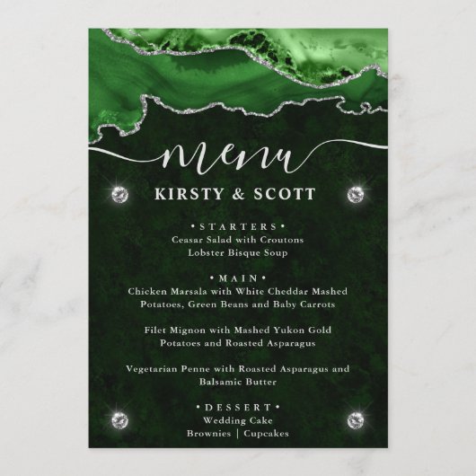 緑と銀のフェイクグリッターアゲ結婚ート メニュー (正面)