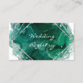 緑と銀のレジス結婚トリエンクロージャカード 名刺 (正面)
