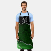 緑と銀の大理石瑪瑙 エプロン (着用した状態)