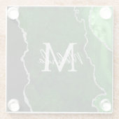 緑と銀の大理石瑪瑙 ガラスコースター (裏面)