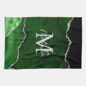 緑と銀の大理石瑪瑙 キッチンタオル (横)