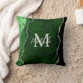 緑と銀の大理石瑪瑙 クッション (ブランケット)