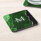 緑と銀の大理石瑪瑙 コースター (左側)