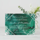 緑と銀の幾何リハーサルディナー 招待状 (スタンド正面)