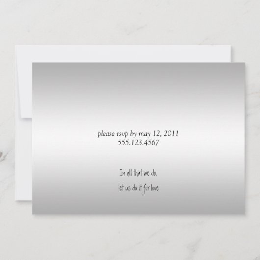 緑と銀の渦巻きポスト結婚のお祝い 招待状 (裏面)