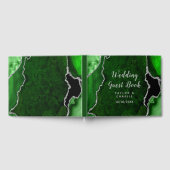 緑と銀の瑪瑙の大理石結婚の ゲストブック (全面)