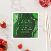 緑と銀の瑪瑙の大理石結婚の スタンダードカクテルナプキン (インサイチュ)