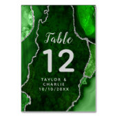 緑と銀の瑪瑙の大理石結婚の テーブルナンバー (裏面)