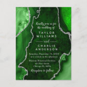 緑と銀の瑪瑙の大理石結婚の ポストカード (正面)